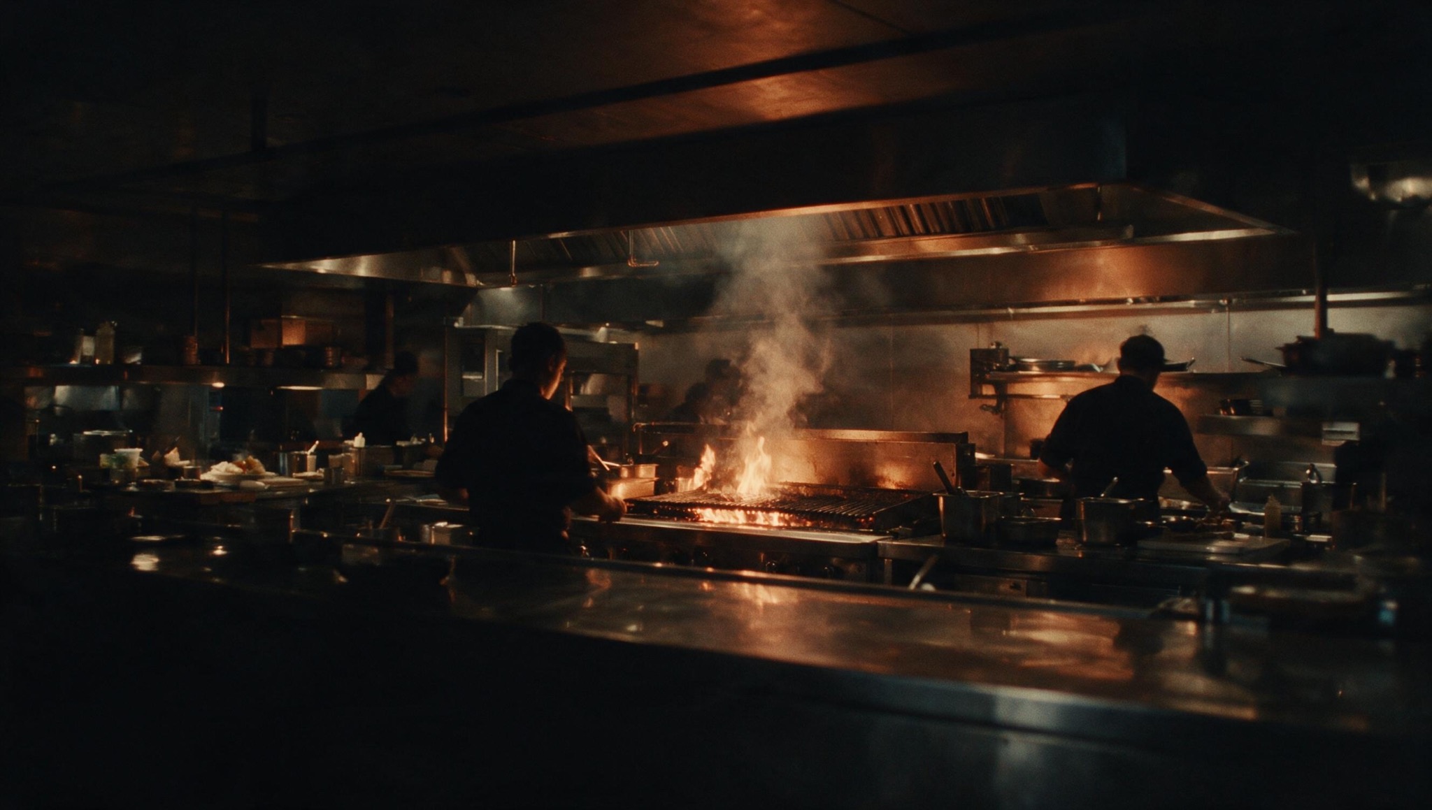 Professional culinary team in operation